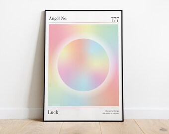 777 | Angel Number 777 Print, Trendy Wall Art Print, Gradient Aura Poster, Spiritual Manifestation, DIGITAL DOWNLOAD