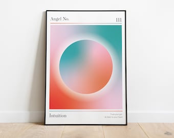 111 | 111 Angel Number Print, Trendy Wall Art, Gradient Angel Number Poster, Spiritual Manifestation, Gradient Aura Poster DIGITAL DOWNLOAD