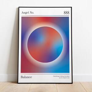 888 | Numéro angélique 888 Print, Impression d’art mural à la mode, Affiche Gradient Aura, Manifestation spirituelle, TÉLÉCHARGEMENT NUMÉRIQUE
