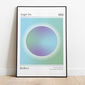 666 | Angel Number 666 Print, Trendy Wall Art Print, Gradient Aura Poster, Spiritual Manifestation, DIGITAL DOWNLOAD