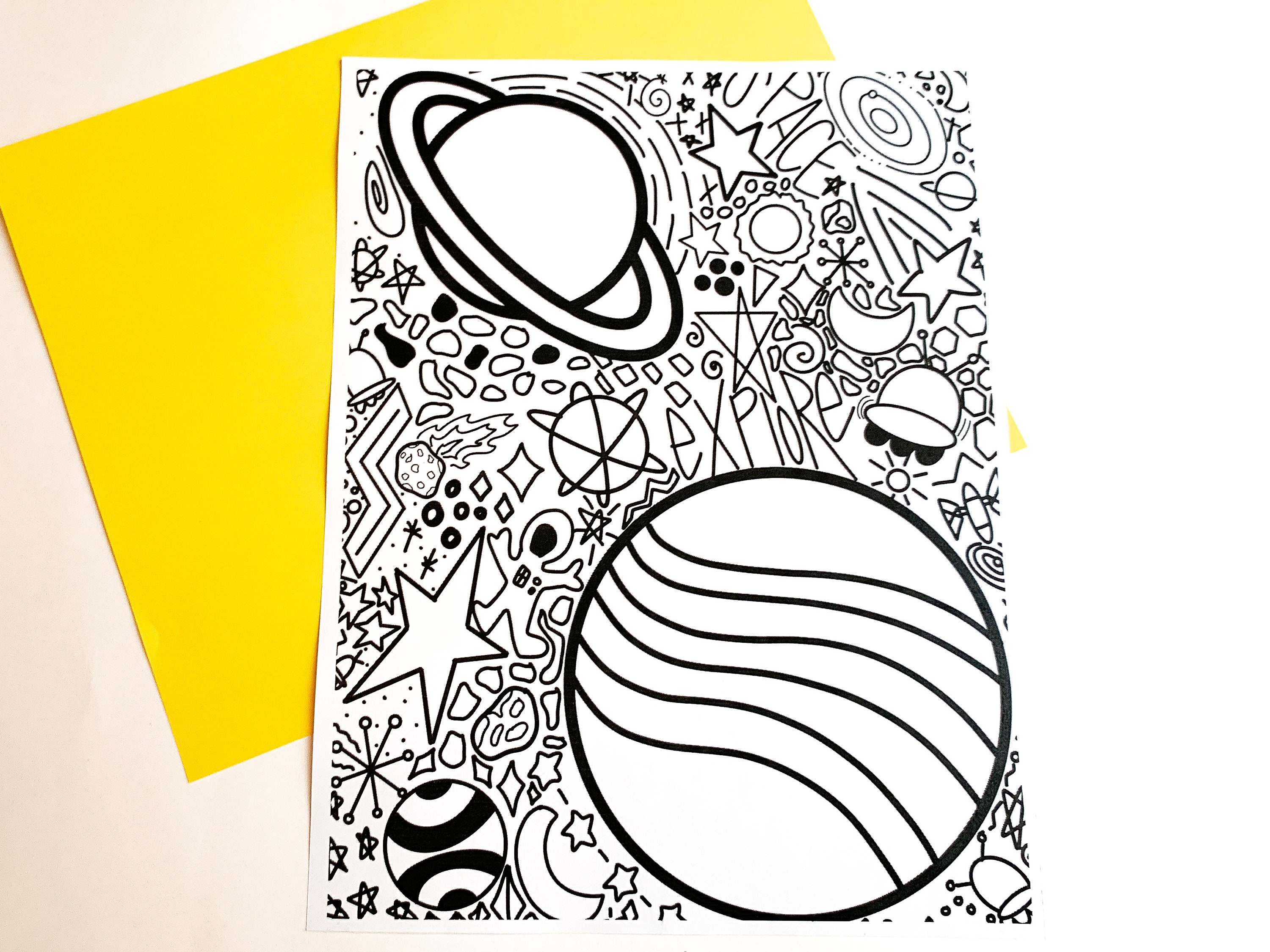 Hand-drawn Busy Space Coloring Page - Etsy
