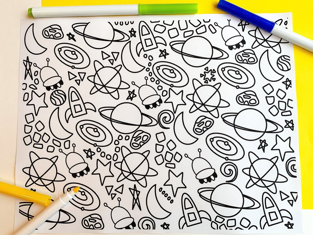 Hand-drawn Solar System Coloring Page - Etsy