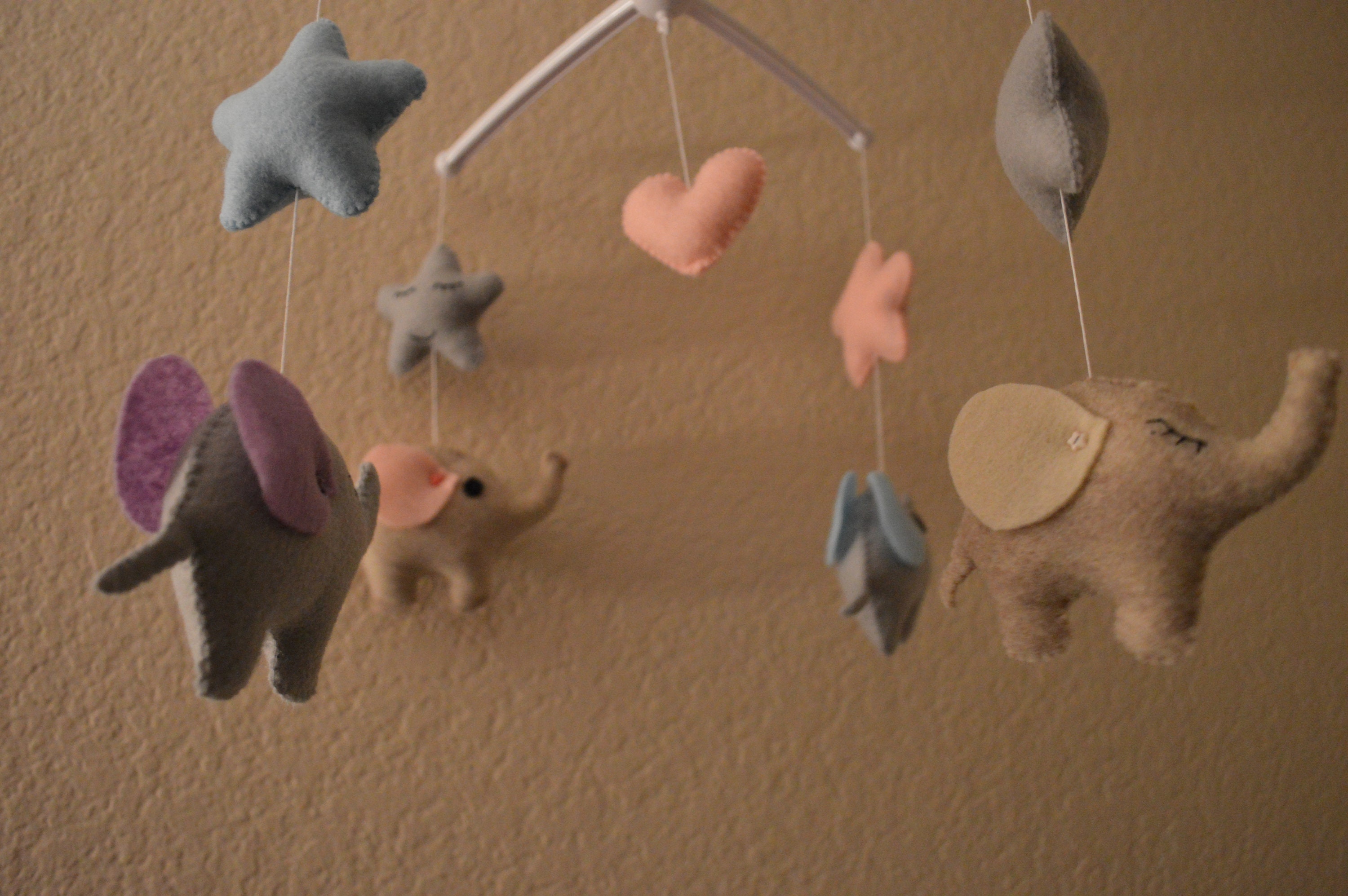 Buy Baby Crib Mobile for Girl Boy Baby Mobile Elephant, Baby Mobile Pink Grey Blue Stars Heart