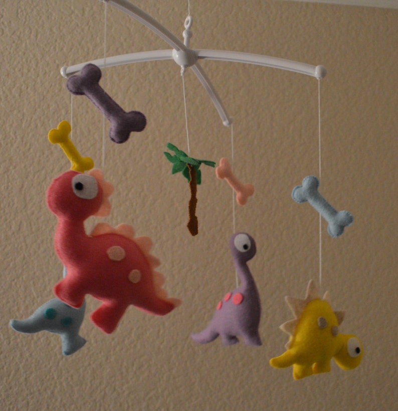 Dinosaur baby crib mobile Nursery decor mobile Hanging mobile Baby shower gift Baby boy mobile Baby girl mobile Choose color image 3