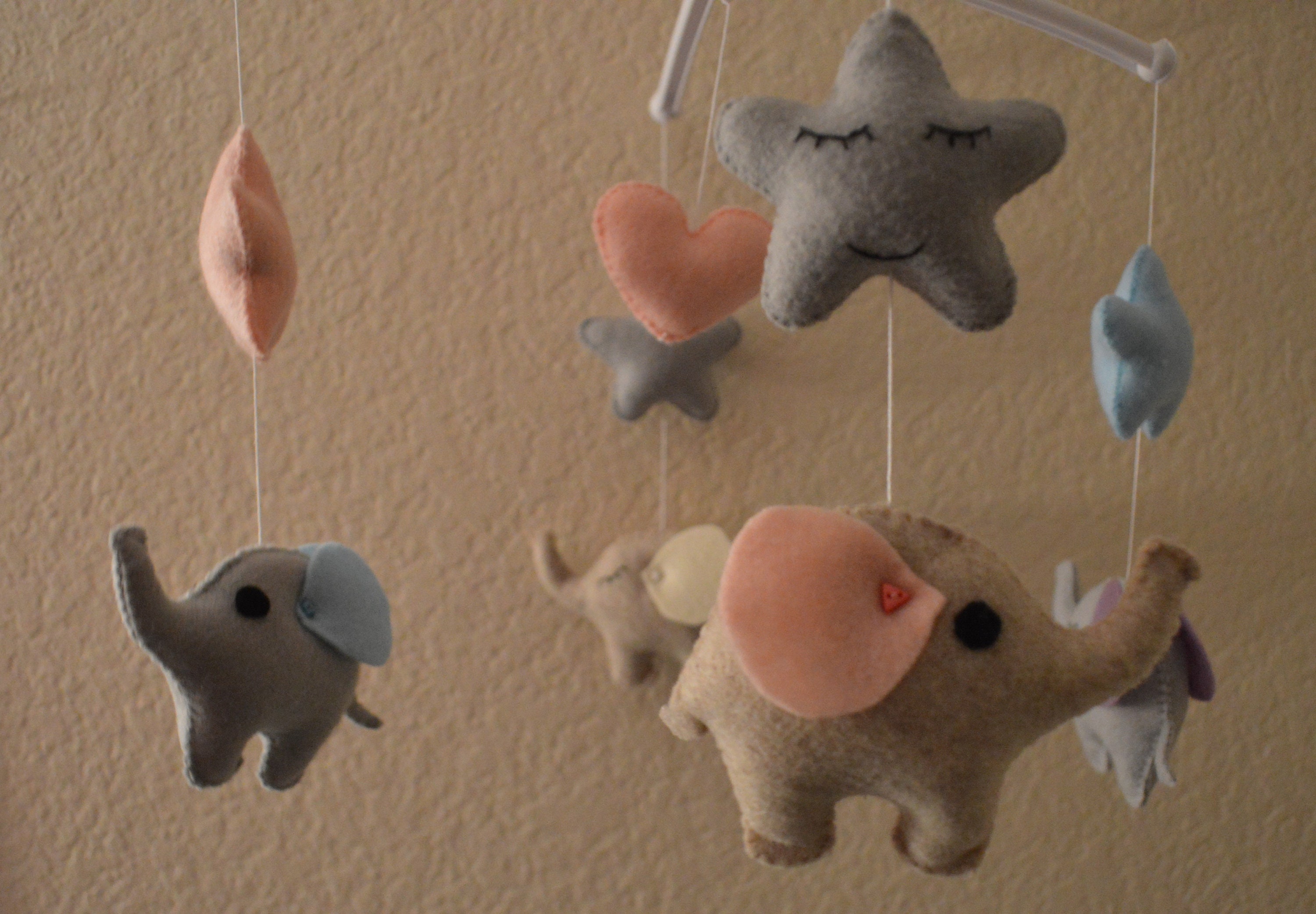 Buy Baby Crib Mobile for Girl Boy Baby Mobile Elephant, Baby Mobile Pink Grey Blue Stars Heart