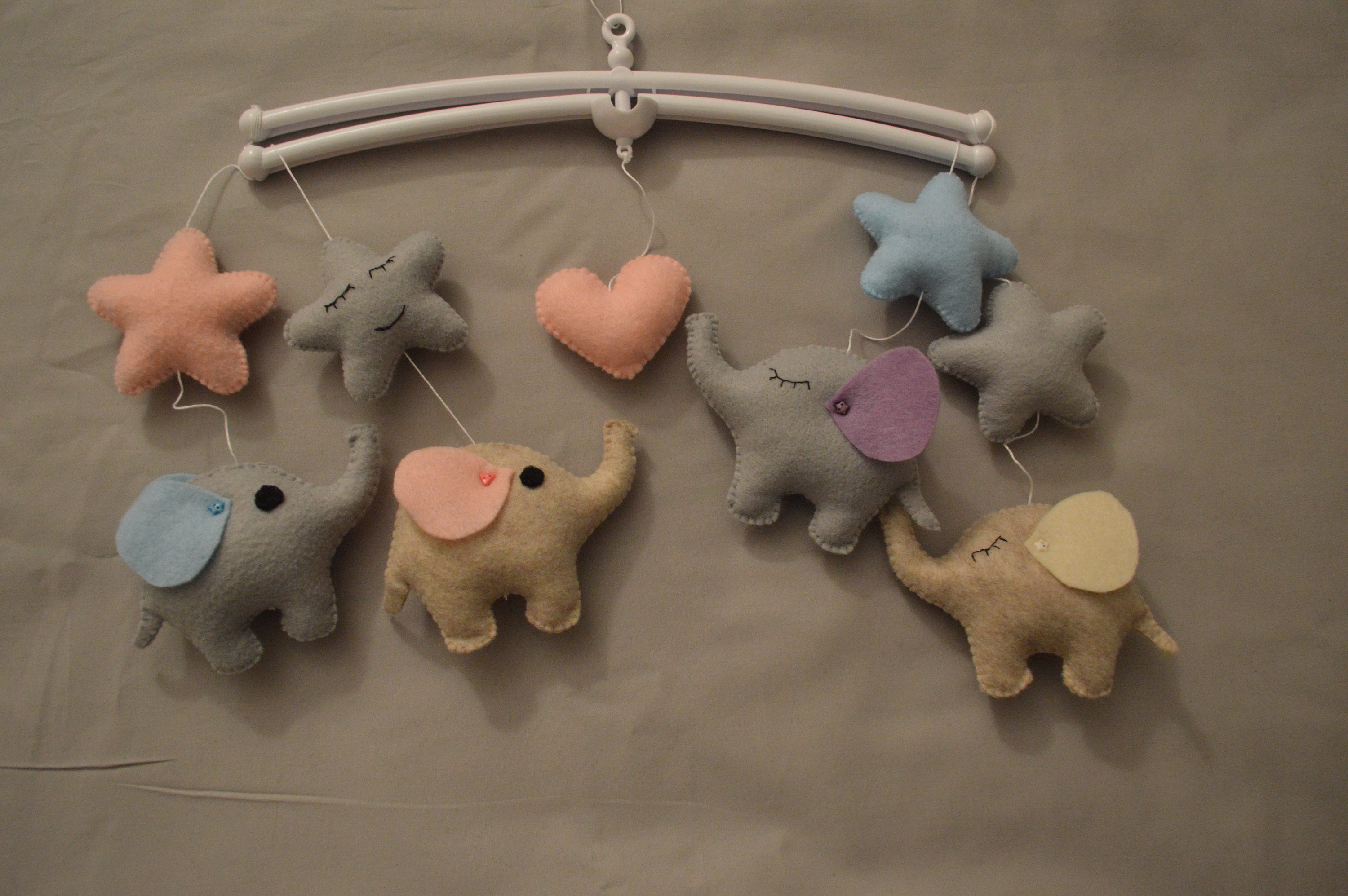 Buy Baby Crib Mobile for Girl Boy Baby Mobile Elephant, Baby Mobile Pink Grey Blue Stars Heart