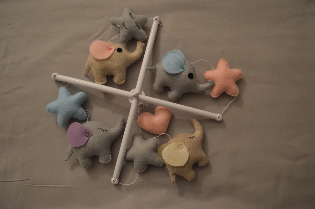Buy Baby Crib Mobile for Girl Boy Baby Mobile Elephant, Baby Mobile Pink Grey Blue Stars Heart