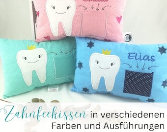 Zahnfeekissen // Zahnfee Kissen zur Milchzahn Aufbewahrung zum Tausch gegen ein Geschenk von der Zahnfee / personalisierte Kissen für Kinder