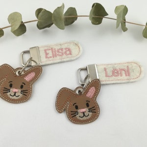 Keychain / bag charm rabbit, as a set, personalized, with name