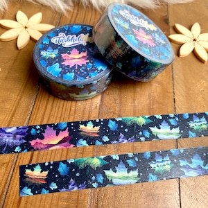 Verträumtes Washi Tape mit Ahornblättern als Masking Tape für Aquarellmalerei, Deko-Klebeband und Geschenk für Bujo und Scrapbook-Fans