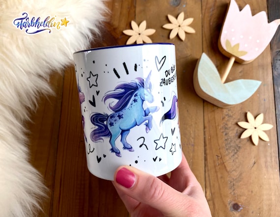 Zauberhafte Tasse mit Einhörnern, verträumtes Geschenk Kaffeebecher für Einhorn- und Pferde-Fans, Fantasy Kaffeetasse Teetasse Märchen