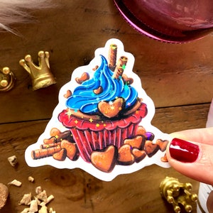 Süßer Cupcake-Aufkleber mit Glitzer, Muffin Vinylsticker, Food Sticker Bullet Journal, Aufkleber Scrapbooking, Geschenk für Mädchen