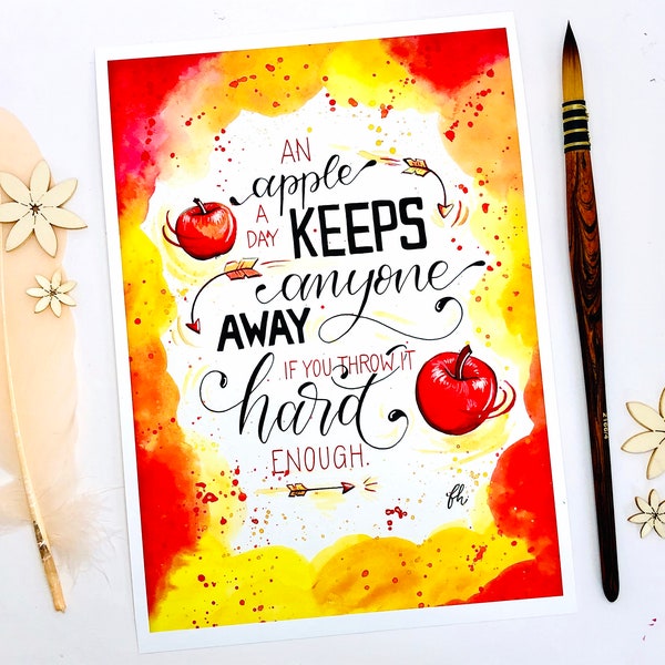 Kunstdruck Spruch "An Apple a Day"