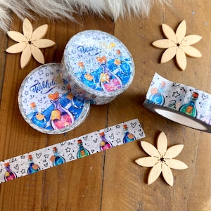 Zaubertrank Washi Tape als Masking Tape für Aquarellmalerei, buntes Klebeband als Deko und Geschenk für Bujo, Journal und Scrapbook-Fans Bild 1