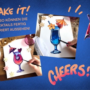 Cocktail-Malvorlagen als PDF zum Sofort-Download für Aquarell-Fans und Freunde von Ausmalbildern und Vorlagen zum Zeichnen und Malen Bild 7