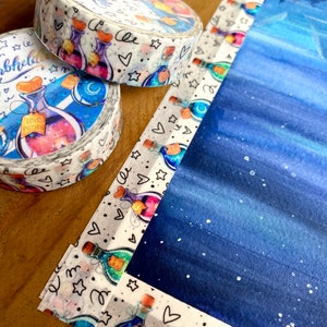 Zaubertrank Washi Tape als Masking Tape für Aquarellmalerei, buntes Klebeband als Deko und Geschenk für Bujo, Journal und Scrapbook-Fans Bild 7