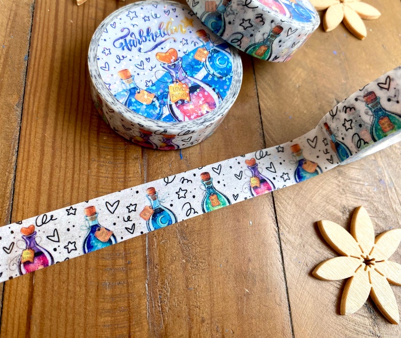 Zaubertrank Washi Tape als Masking Tape für Aquarellmalerei, buntes Klebeband als Deko und Geschenk für Bujo, Journal und Scrapbook-Fans Bild 2