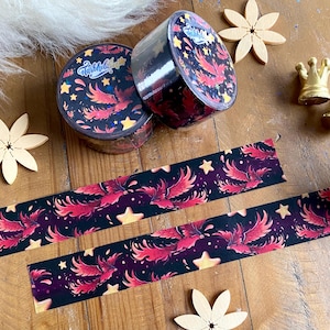 Magisches Phönix Washi Tape als Masking Tape für Aquarellmalerei, Deko-Klebeband und Geschenk für Bujo- und Scrapbook-Fans