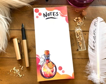 Thick red notepad with magic potion "Success", magical notes for the office, to do list career, magical notes career