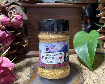 Condimento para palomitas de maíz Picante para amantes de las palomitas de maíz en botella agitadora Hecho en Alaska Condimento para maíz en olla