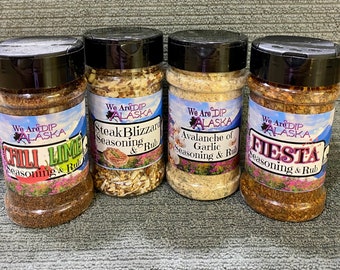 All 4~Avalanche of Garlic, Chili Lime, Steak Blizzard and Fiesta Seasoning/Rub