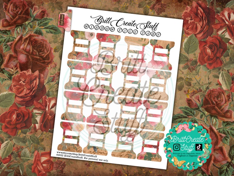 Window File Tabs, Printable, Divider Tabs, Index Tabs, Planner