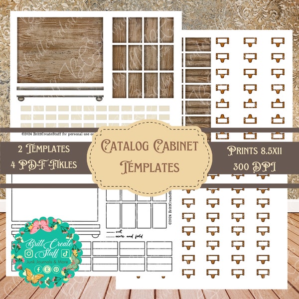 DIY Catalog Cabinet, Digital Template, Junk Journal, Scrapbook, Crafts, BrittCreateStuff