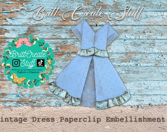 Paper Dress Embellishment, Paperclip Insert, Junk Journal Supplies, BrittCreateStuff, Paper Doll Clothes
