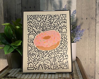 Homer’s Donut Doodle—Donut Art—Pop Art—Simpson’s Art—Copic and Sharpie Marker Art—8”x6”—Unframed