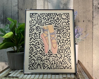 Ballet Shoe Doodle #2—Copic Marker Art on Paper—Unframed