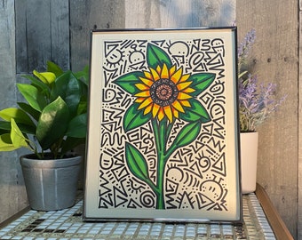 Sunflower Doodle #2---Sharpie Marker Art on Paper---Unframed