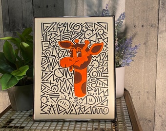 Geoffrey Giraffe—90’s Art—Toys R Us—Doodle Art—Copic and Sharpie Marker Art—8”x6”—Unframed