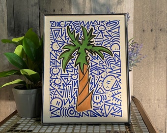 Palm Tree---Doodle Art---Copic Marker Art on Paper---8'x6'---Unframed