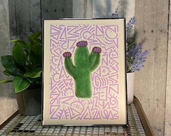 Cactus Art—Doodle Art—Dessert Artwork—Copic and Posca Pen Art— 8”x6”—Unframed