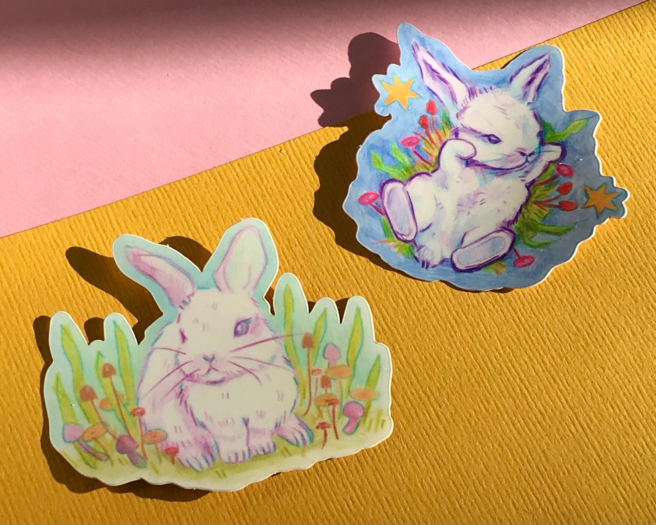 Flower Bunny Bloom Sticker Waterproof Sticker | Etsy