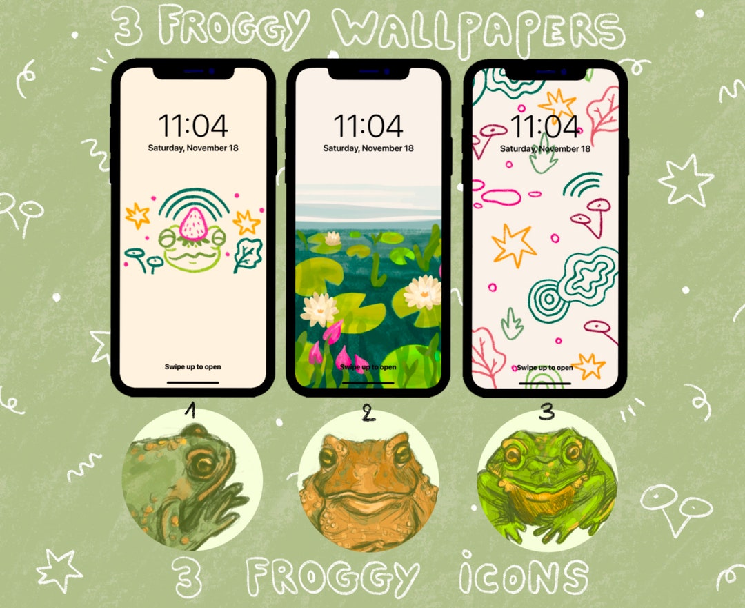Froggy Wallpapers and Icons Digital Pack - Etsy