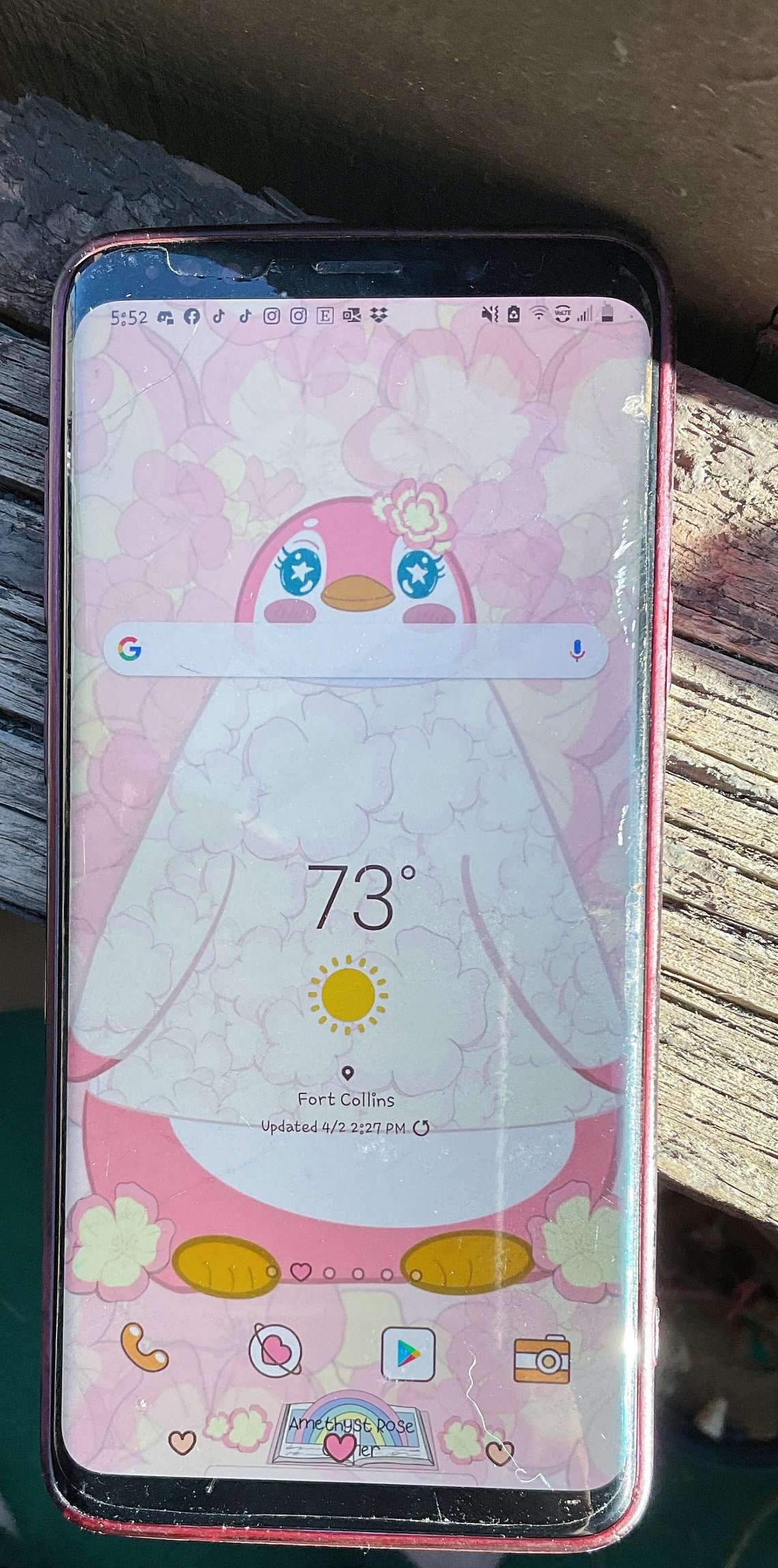 Kawaii Yuki The Penguin Sakura Peach Digital Phone Wallpaper | Etsy