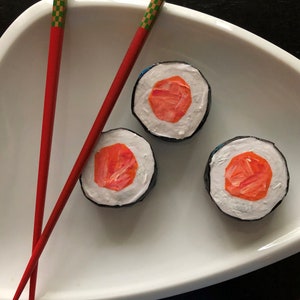 Sushi magnet, handmade, papier mache (single)