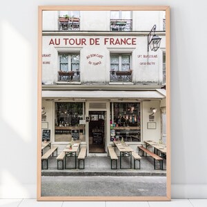 French Cafe Print, Paris Photo, Cafe, French Architecture, Travel Photography, Wall Art, Home Decor, France, Cafe Culture, Red, Neutral Art