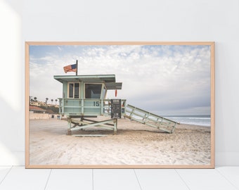 Lifeguard Art, Beach Lifeguard Stand,  Beach House Decor, California Photography,  Boy's Room Wall Art, Gift for Surfers, Lifeguard Gift