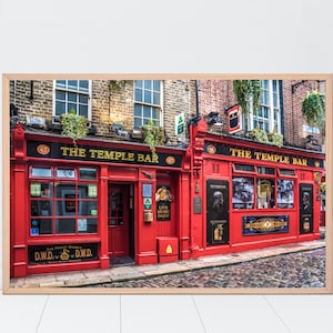 Irish Photography, Temple Bar Photo, Dublin Wall Art, Irish Pub, Ireland, Travel Photography, Red, Architecture
