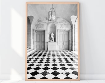 Versailles Photography, Paris, Palace of Versailles, Sun King Statue, Black & White Photo, Wall Art, Home Decor, French Photography