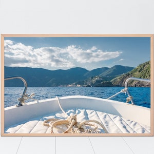 Boat Wall Art, Italian Decor, Mediterranean Sea Print, Cinque Terre, Italy, Boat Photo, Travel Photography, Wall Art, Home Decor