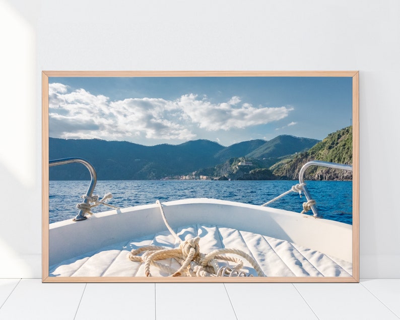 Italy Wall Art Italian Decor Travel Photography Boat Wall Art Cinque Terre Boat Photo Mediterranean Sea Print Home Decor