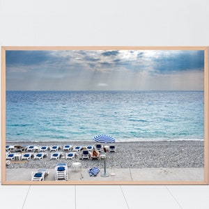 South of France Photography, Beach Print, French Riviera, Travel Photography, Wall Art, Home Decor, Wall Art, Nice, Blue