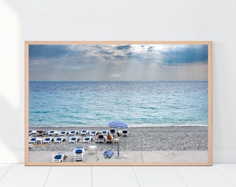 South of France Photography, Beach Print, French Riviera, Travel Photography, Wall Art, Home Decor, Wall Art, Nice, Blue