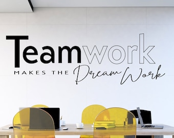 Décalcomanie murale du travail d'équipe – Art mural sur le travail d'équipe – Décoration murale motivante pour le bureau – Sticker en vinyle citation d'une équipe d'entreprise