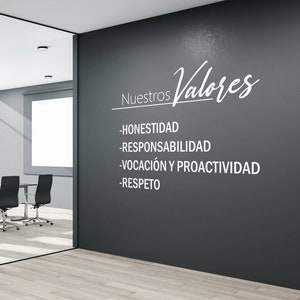 Values Corner Lettering Custom Company Values Wall Decal – Spanish Lettering, Personalized ...