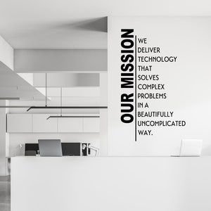 Our Mission Custom Wall Decal - Personalized Corporate Mission Decal - Custom Mission Statement Office Decals - Custom Office decor