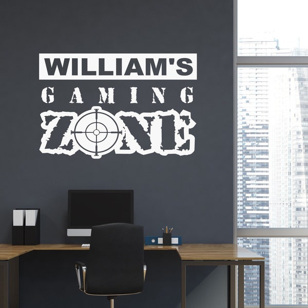 Gaming Zone CUSTOM NAME Wall Decal - Custom Game Room sticker - Personalized gamer decal - Game room decor - Gamer personalized gifts
